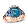 Thumbnail Image 1 of Le Vian Rectangle-Cut Blue Topaz, Tanzanite & Aquamarine Ring 1/2 ct tw Diamonds 14K Strawberry Gold