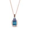 Thumbnail Image 1 of Le Vian Rectangle-Cut Blue Topaz, Tanzanite & Aquamarine Necklace 1/2 ct tw Diamonds 14K Strawberry Gold 19"