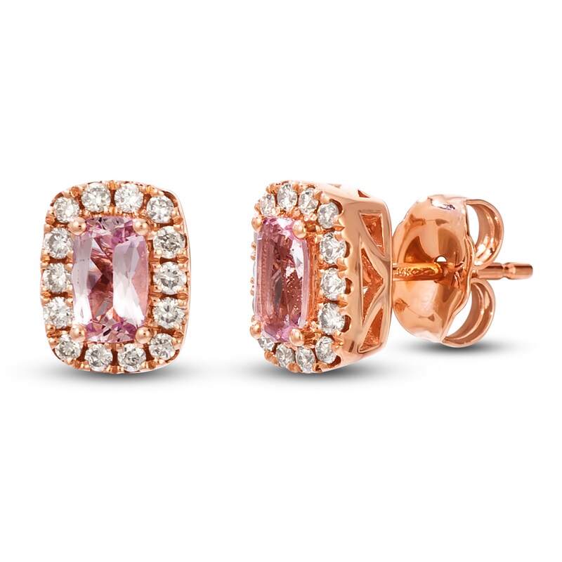 Main Image 2 of Le Vian Cushion-Cut Morganite Earrings 1/5 ct tw Diamonds 14K Strawberry Gold
