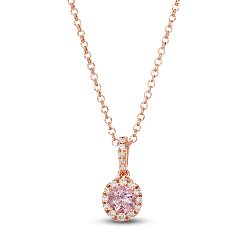 Main Image 1 of Le Vian Morganite Necklace 1/6 ct tw Diamonds 14K Strawberry Gold 19"