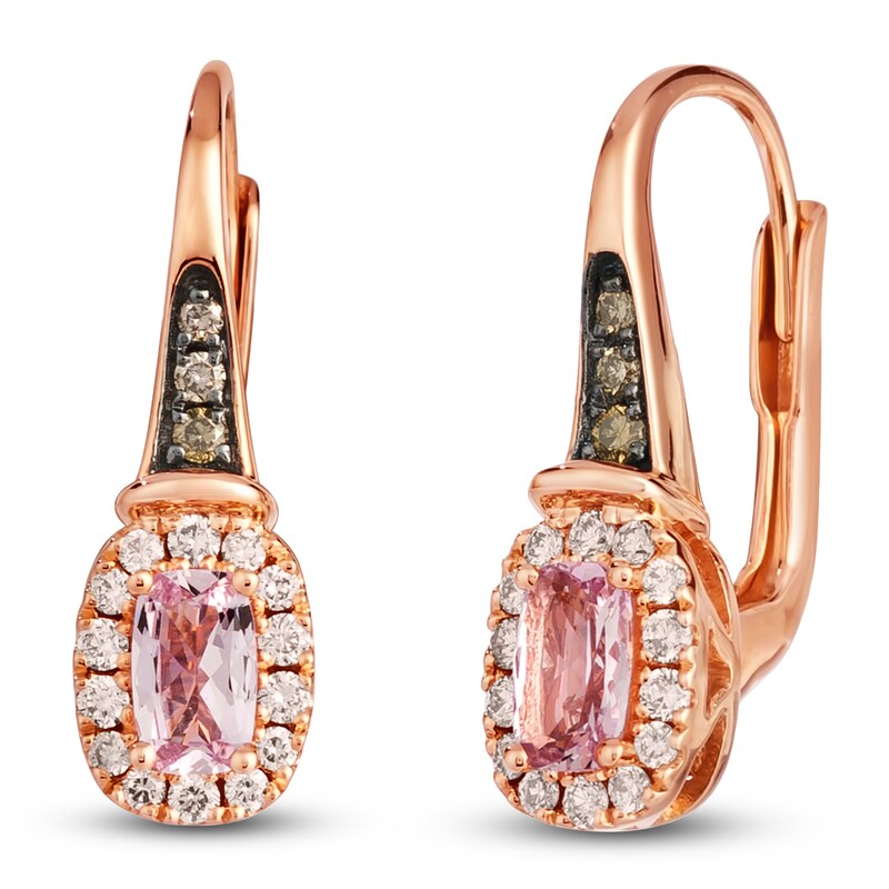 Main Image 2 of Le Vian Cushion-Cut Morganite Drop Earrings 1/4 ct tw Diamonds 14K Strawberry Gold