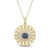 Thumbnail Image 1 of Shy Creation Natural Blue Sapphire, Black & White Diamond Eye Necklace 1/5 ct tw 14K Yellow Gold 18" SC55021961