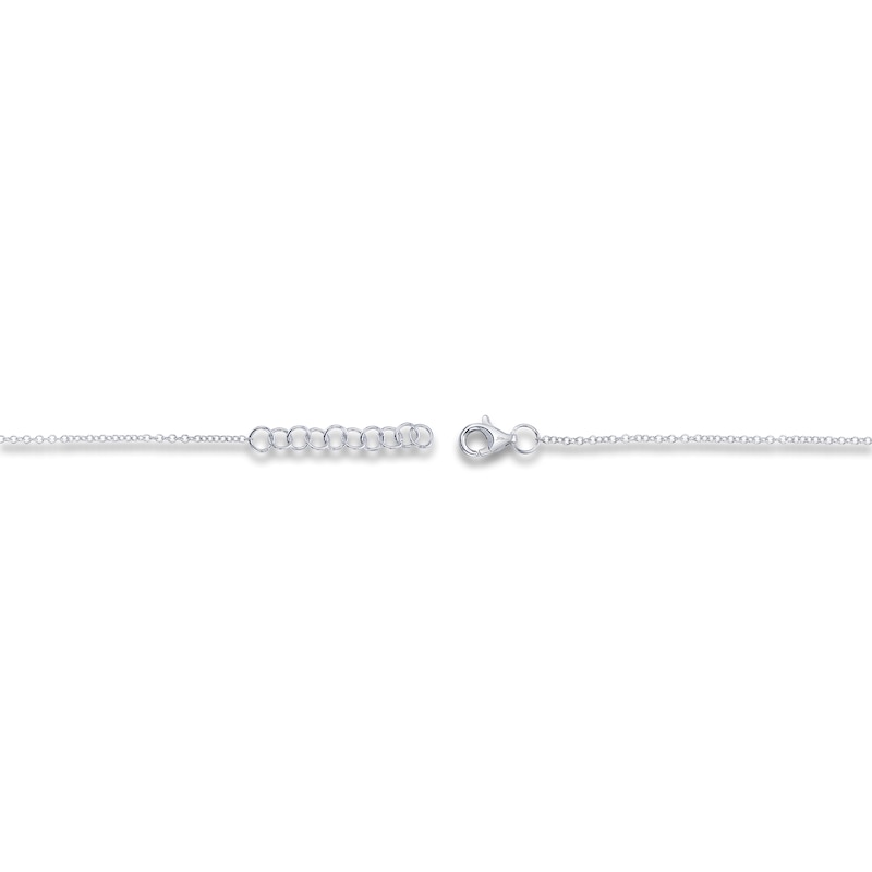 Main Image 3 of Shy Creation Natural Blue Sapphire & Diamond Hamsa Bracelet 1/15 ct tw 14K White Gold 7" J-SC55005294