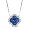 Thumbnail Image 1 of Shy Creation Natural Blue Sapphire & Diamond Quatrefoil Necklace 1/8 ct tw 14K White Gold 18" J-SC41002220