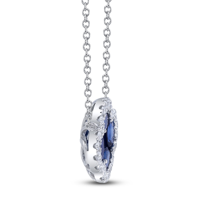 Main Image 3 of Shy Creation Natural Blue Sapphire & Diamond Quatrefoil Necklace 1/8 ct tw 14K White Gold 18" J-SC41002220
