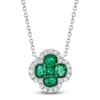 Thumbnail Image 1 of Shy Creation Natural Emerald & Diamond Quatrefoil Necklace 1/8 ct tw 14K White Gold 18" J-SC41002238