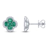 Thumbnail Image 2 of Shy Creation Natural Emerald & Diamond Quatrefoil Earrings 1/3 ct tw 14K White Gold J-SC41002241