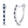 Thumbnail Image 2 of Shy Creation Diamond & Natural Blue Sapphire Tapered Hoop Earrings 1/15 ct tw 14K White Gold J-SC55025211H0.60