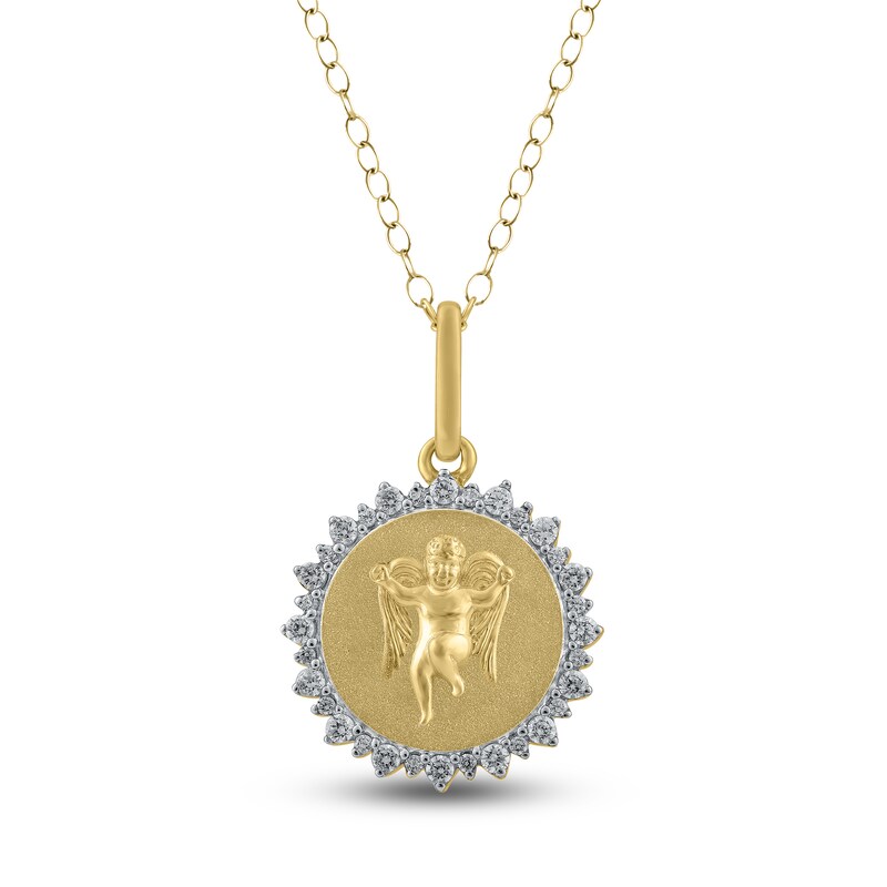 Main Image 1 of Diamond Angel Number 111 Medallion Necklace 1/4 ct tw 10K Yellow Gold 18"