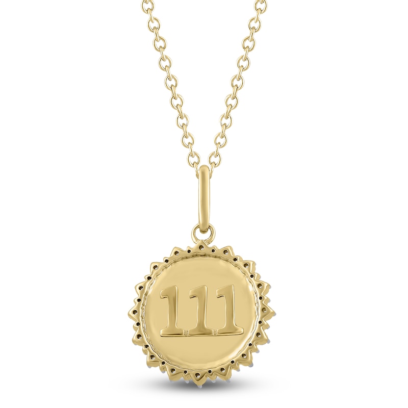 Main Image 2 of Diamond Angel Number 111 Medallion Necklace 1/4 ct tw 10K Yellow Gold 18"