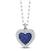 Thumbnail Image 1 of Shy Creation Natural Blue Sapphire & Diamond Heart Necklace 1/4 ct tw 14K White Gold 18" JR55011952