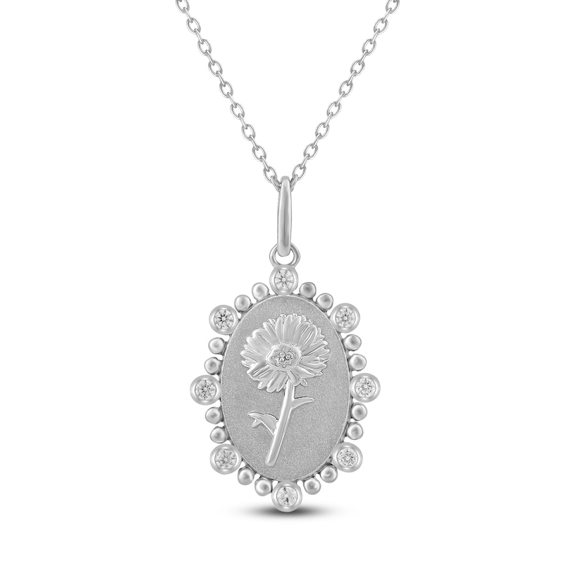 Main Image 1 of Daisy Birth Flower Diamond Necklace 1/4 ct tw Sterling Silver 18"