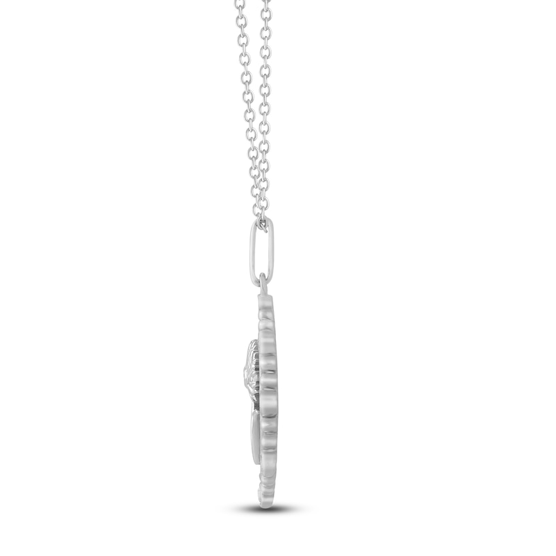 Main Image 3 of Daisy Birth Flower Diamond Necklace 1/4 ct tw Sterling Silver 18"