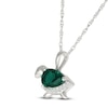 Thumbnail Image 2 of Pear-Shaped Lab-Created Emerald & White Lab-Created Sapphire Turtle Necklace Sterling Silver 18"
