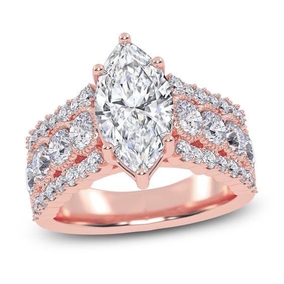 Marquise-Cut Lab-Grown Diamond Engagement Ring 3-3/4 ct tw 14K Rose Gold