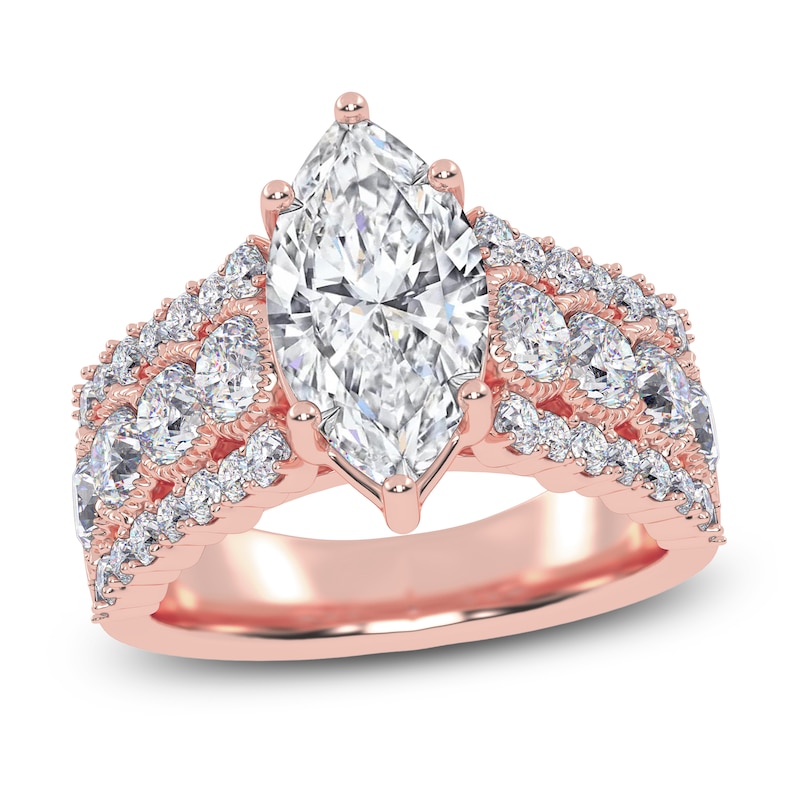 Main Image 1 of Marquise-Cut Created By Jared Studio Lab-Grown Diamond Engagement Ring 3-3/4 ct tw 14K Rose Gold