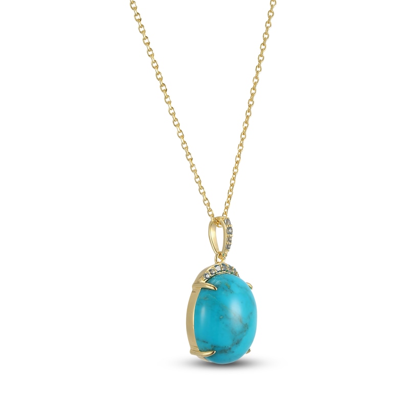 Main Image 2 of Oval-Cut Natural Turquoise & Blue Topaz Necklace 14K Yellow Gold 18"