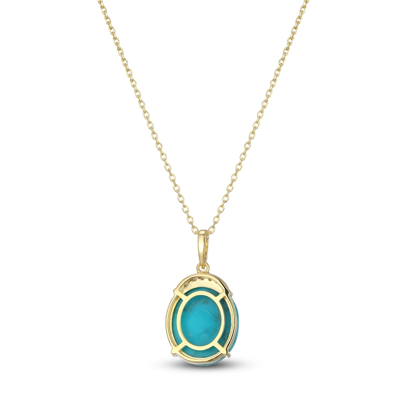 Main Image 4 of Oval-Cut Natural Turquoise & Blue Topaz Necklace 14K Yellow Gold 18"