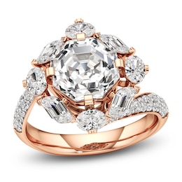J'Lure Octagon Step-Cut Lab-Grown Diamond Halo Bypass Engagement Ring 4-1/3 ct tw 18K Rose Gold