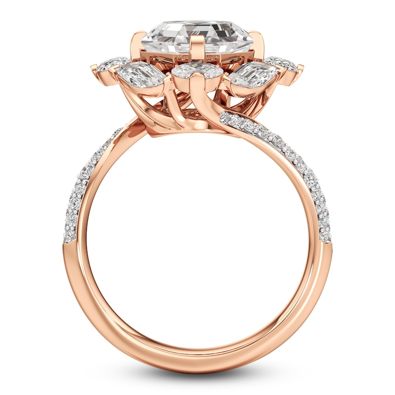 Main Image 2 of J'Lure Octagon Step-Cut Lab-Grown Diamond Halo Bypass Engagement Ring 4-1/3 ct tw 18K Rose Gold