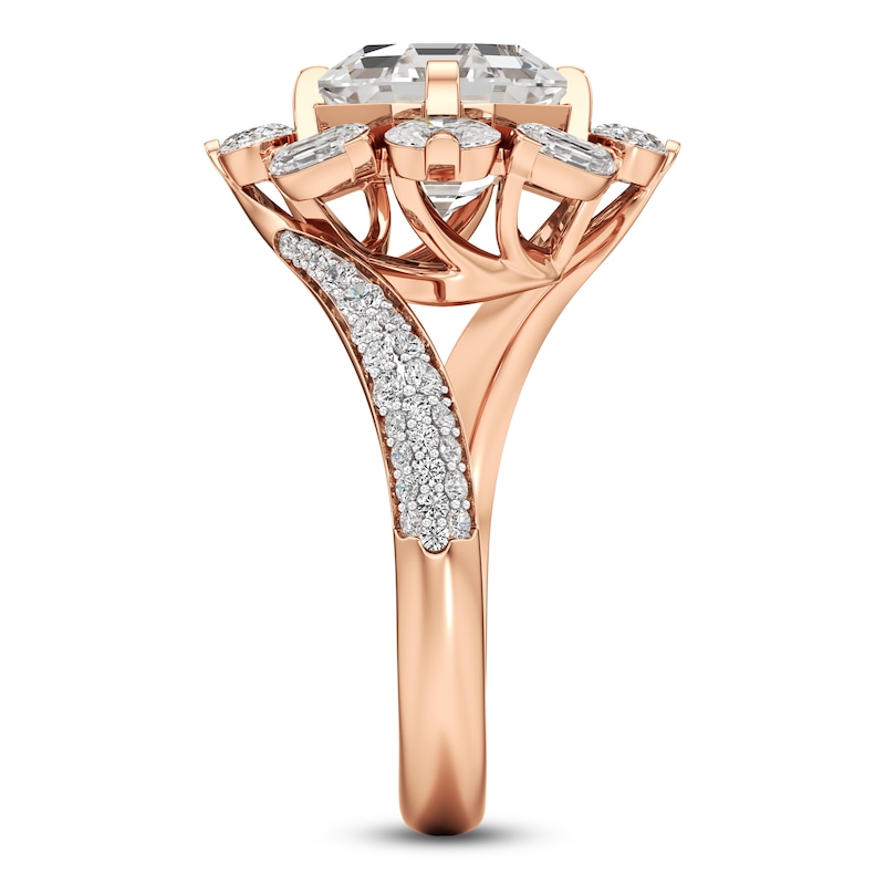 Main Image 3 of J'Lure Octagon Step-Cut Lab-Grown Diamond Halo Bypass Engagement Ring 4-1/3 ct tw 18K Rose Gold
