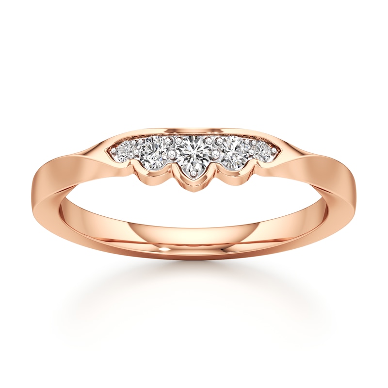 Main Image 1 of J'Lure Lab-Grown Diamond Scalloped Wedding Band 1/8 ct tw 18K Rose Gold