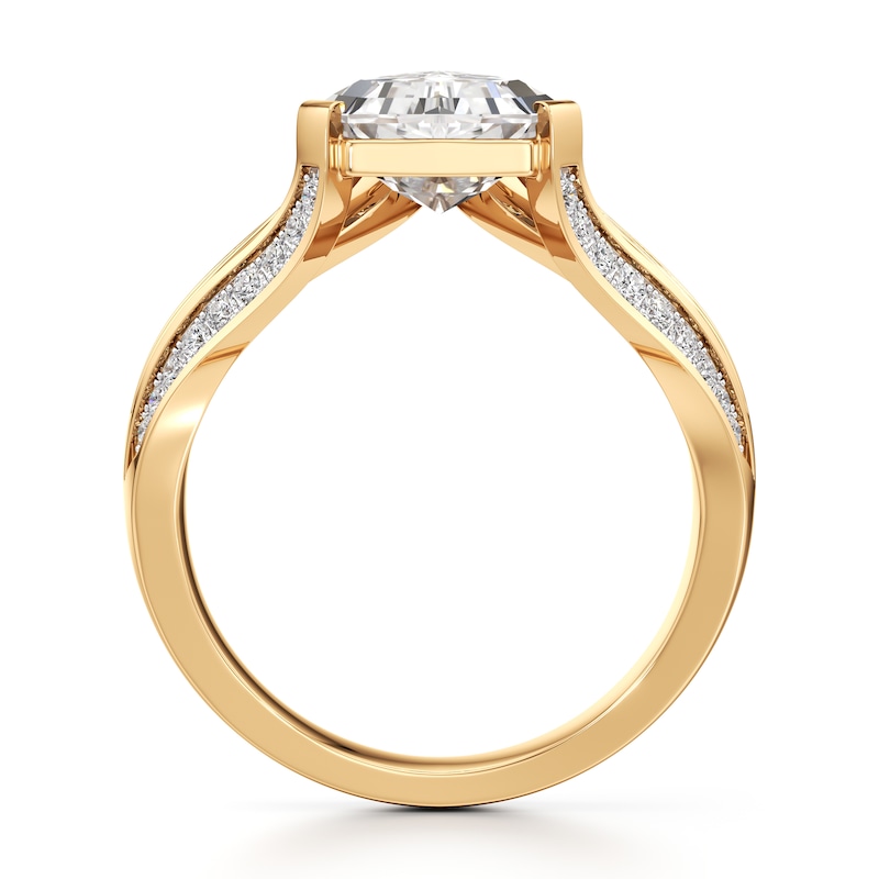 Main Image 2 of J'Lure Lab-Grown Diamond Shield Step-Cut Engagement Ring 2-1/3 ct tw 18K Yellow Gold