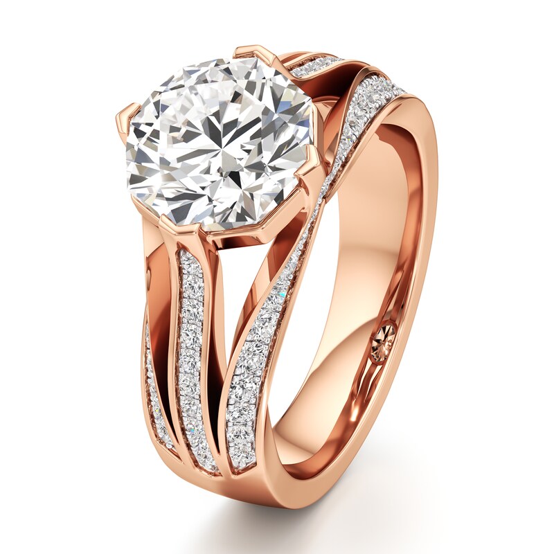 Main Image 4 of J'Lure Lab-Grown Diamond Octagon Brilliant-Cut Engagement Ring 3-1/2 ct tw 18K Rose Gold