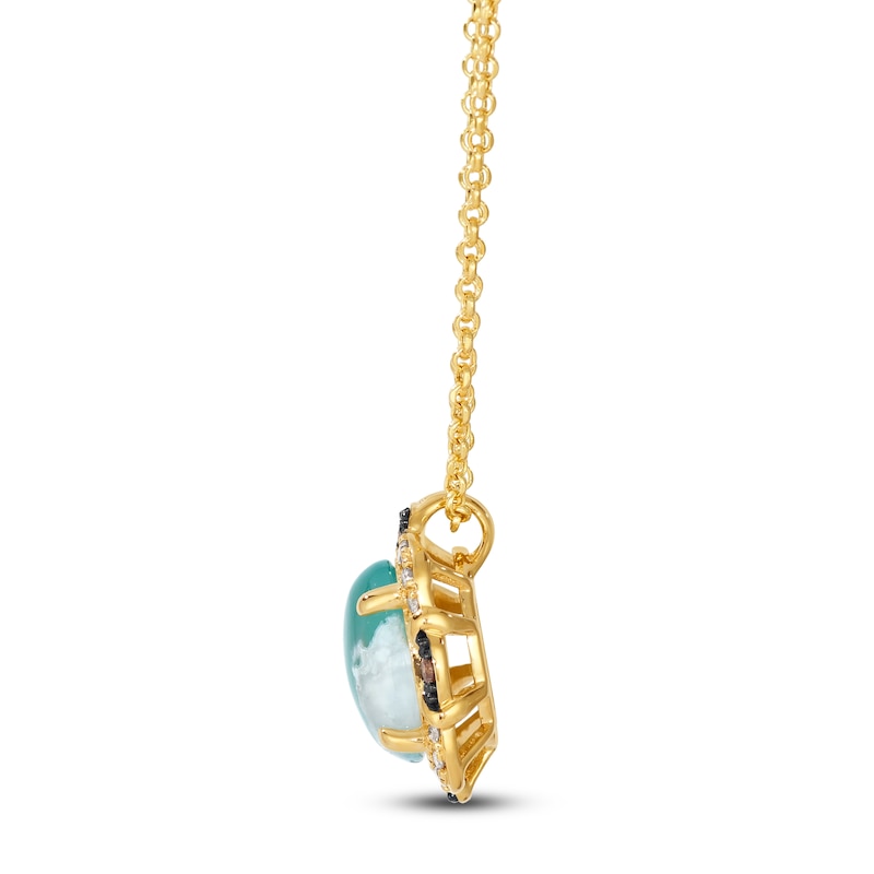 Main Image 2 of Le Vian Oval-Cut Natural Aquaprase Necklace 1/5 ct tw Diamonds 14K Honey Gold 19"