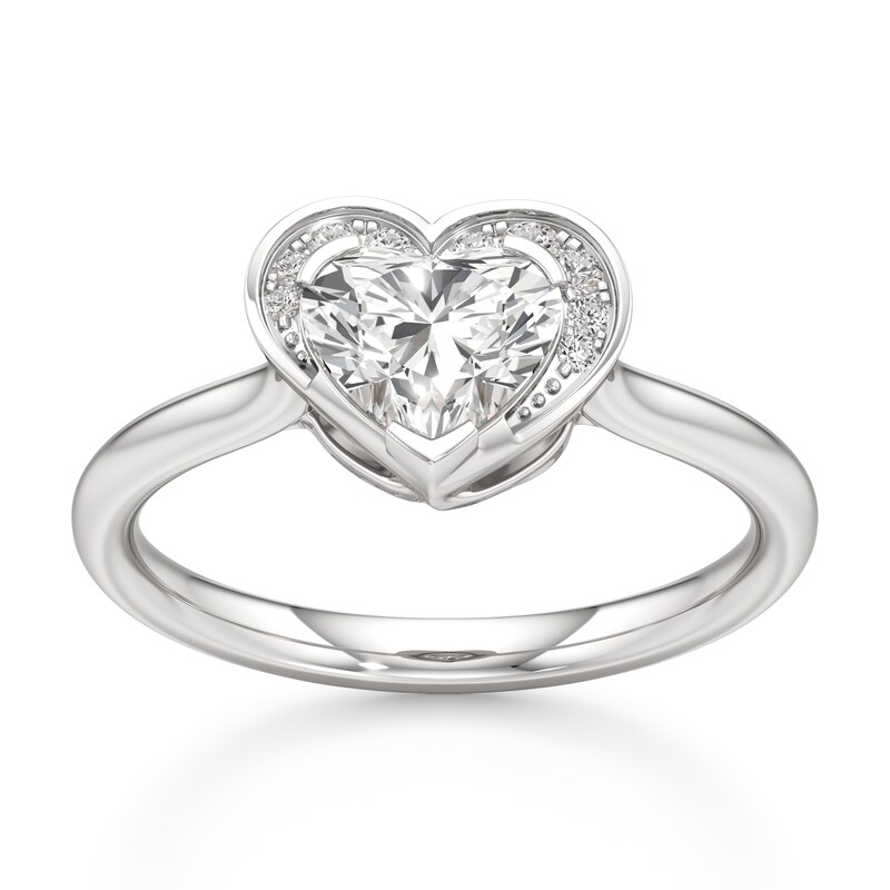 Main Image 1 of J'Lure Heart Brilliant-Cut Lab-Grown Diamond Half-Halo Engagement Ring 1 ct tw 18K White Gold