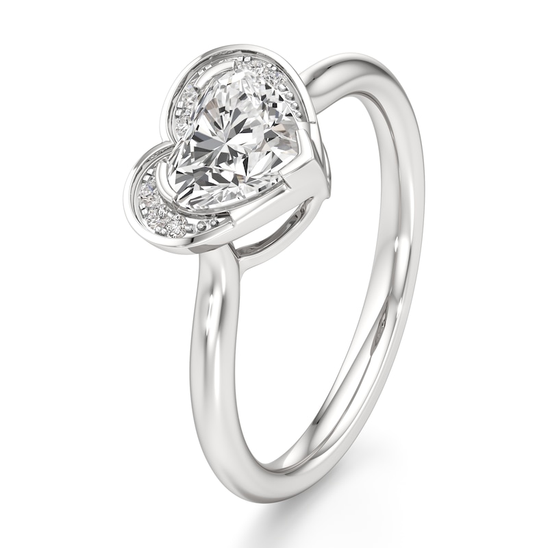 Main Image 4 of J'Lure Heart Brilliant-Cut Lab-Grown Diamond Half-Halo Engagement Ring 1 ct tw 18K White Gold