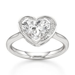 J'Lure Heart Brilliant-Cut Lab-Grown Diamond Half-Halo Engagement Ring 2 ct tw 18K White Gold