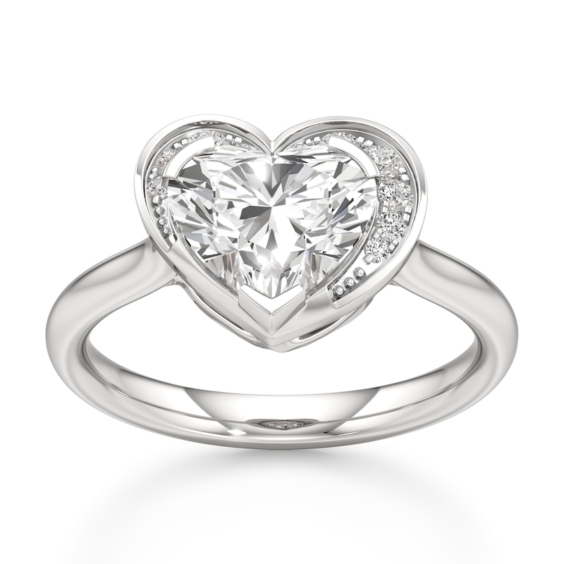 Main Image 1 of J'Lure Heart Brilliant-Cut Lab-Grown Diamond Half-Halo Engagement Ring 2 ct tw 18K White Gold