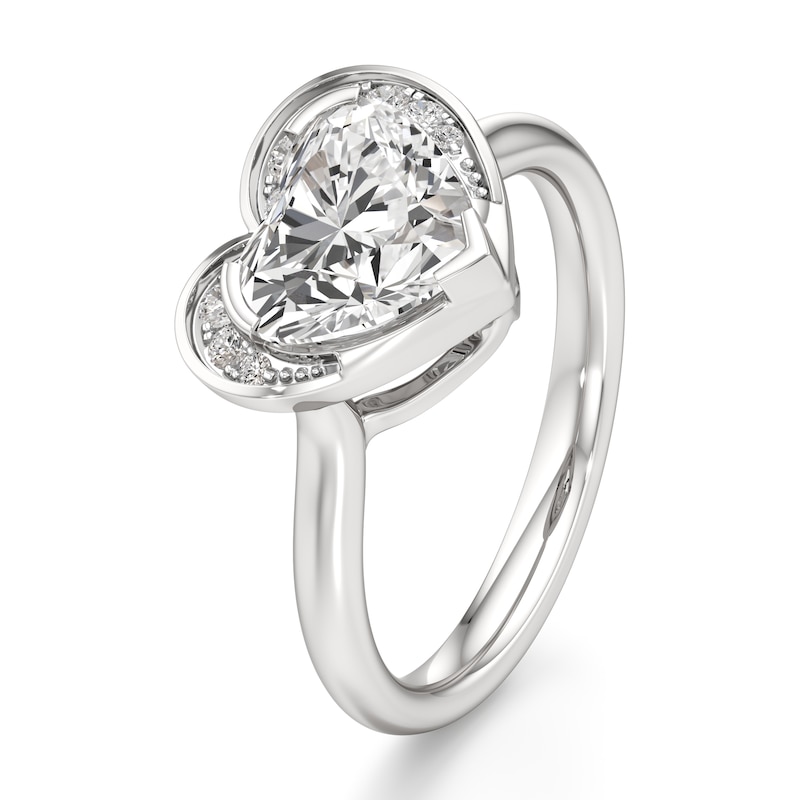Main Image 4 of J'Lure Heart Brilliant-Cut Lab-Grown Diamond Half-Halo Engagement Ring 2 ct tw 18K White Gold