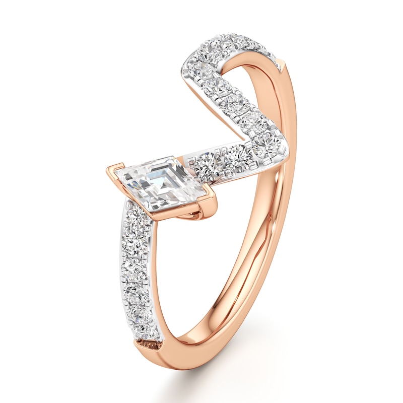 Main Image 4 of J'Lure Lozenge Step-Cut Lab-Grown Diamond Contour Wedding Band 1/2 ct tw 18K Rose Gold