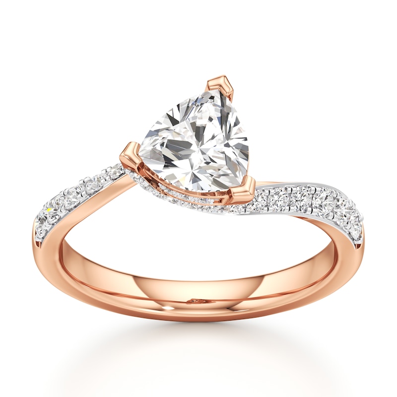 Main Image 1 of J'Lure Trillion Curved Brilliant-Cut Lab-Grown Diamond Bypass Engagement Ring 1-1/4 ct tw 18K Rose Gold