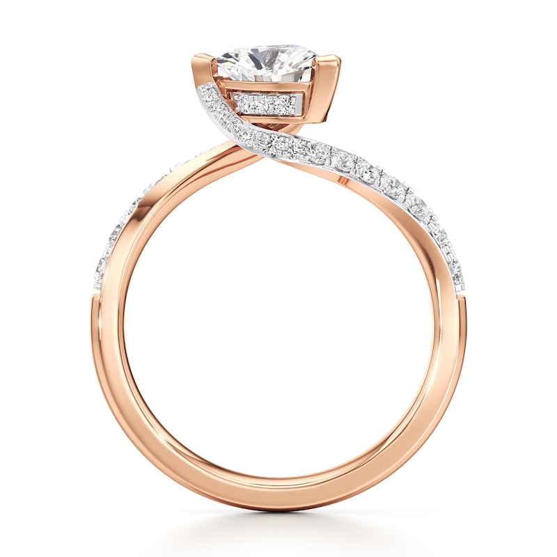 Main Image 2 of J'Lure Trillion Curved Brilliant-Cut Lab-Grown Diamond Bypass Engagement Ring 1-1/4 ct tw 18K Rose Gold