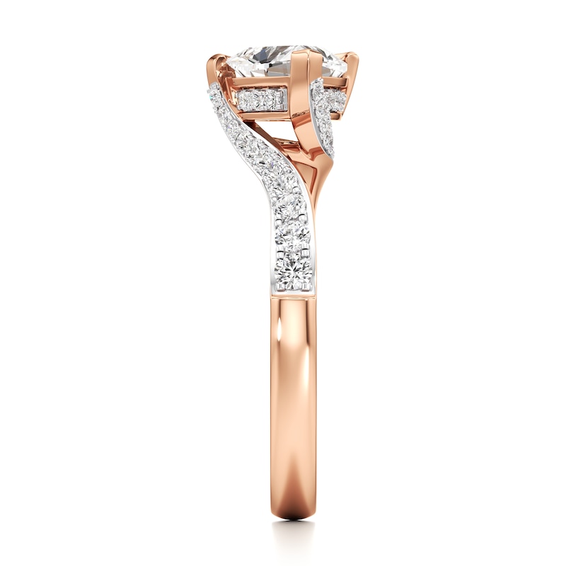 Main Image 3 of J'Lure Trillion Curved Brilliant-Cut Lab-Grown Diamond Bypass Engagement Ring 1-1/4 ct tw 18K Rose Gold