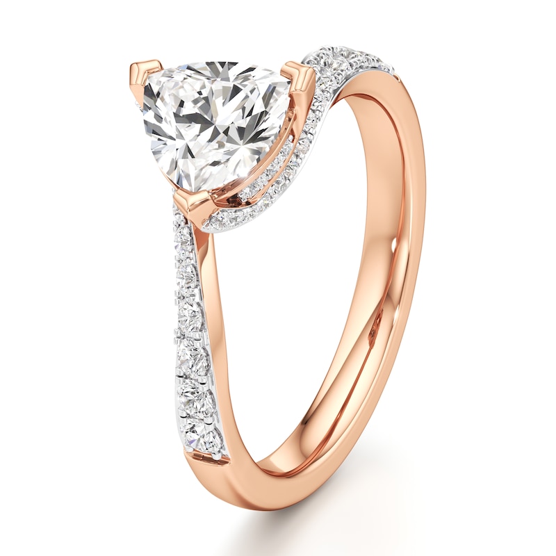 Main Image 4 of J'Lure Trillion Curved Brilliant-Cut Lab-Grown Diamond Bypass Engagement Ring 1-1/4 ct tw 18K Rose Gold