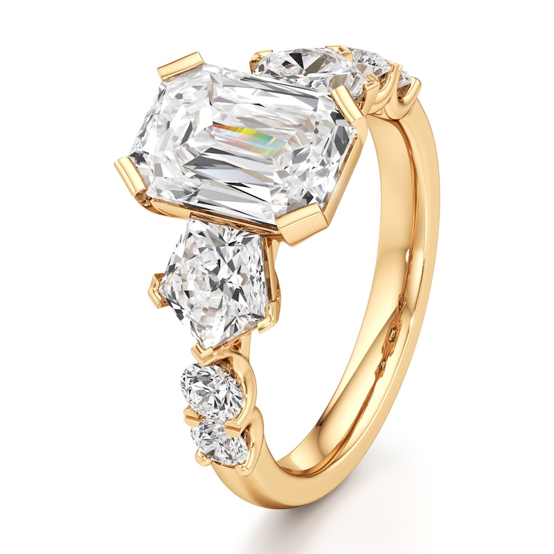 Main Image 4 of J'Lure Imperial-Emerald Step-Cut Lab-Grown Diamond Engagement Ring 4-3/4 ct tw 18K Yellow Gold