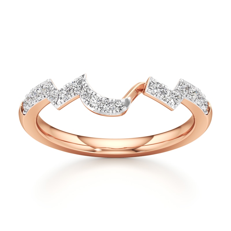 Main Image 1 of J'Lure Lab-Grown Diamond Angled Contour Wedding Band 1/4 ct tw 18K Rose Gold