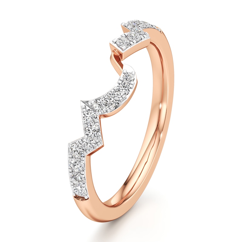 Main Image 4 of J'Lure Lab-Grown Diamond Angled Contour Wedding Band 1/4 ct tw 18K Rose Gold