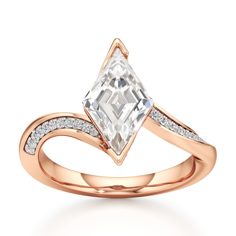 Main Image 1 of J'Lure Lozenge Step-Cut Lab-Created Diamond Bypass Engagement Ring 2-1/5 ct tw 18K Rose Gold