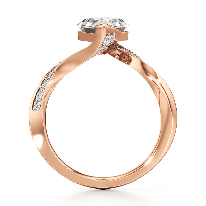 Main Image 2 of J'Lure Lozenge Step-Cut Lab-Created Diamond Bypass Engagement Ring 2-1/5 ct tw 18K Rose Gold