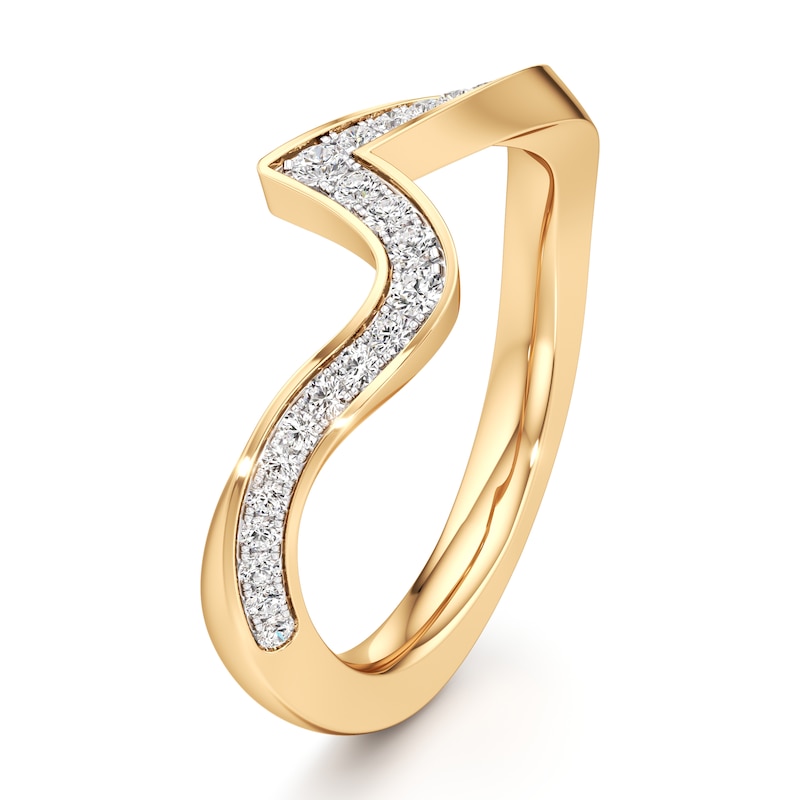 Main Image 4 of J'Lure Lab-Grown Diamond Contour Wedding Band 1/5 ct tw 18K Yellow Gold