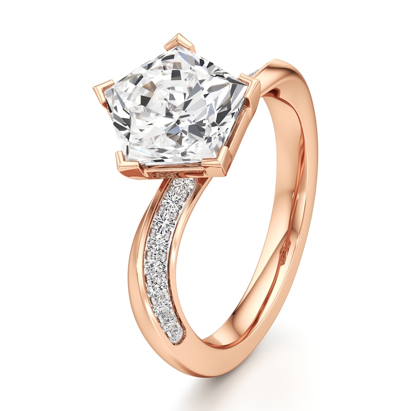 Main Image 4 of J'Lure Pentagon Brilliant-Cut Lab-Grown Diamond Bypass Engagement Ring 3-1/5 ct tw 18K Rose Gold