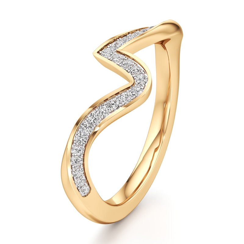 Main Image 4 of J'Lure Lab-Grown Diamond Contour Wedding Band 1/5 ct tw 18K Yellow Gold