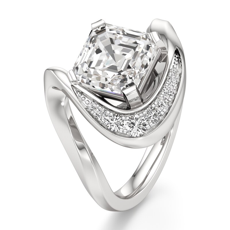 Main Image 4 of J'Lure Square-Emerald Step-Cut Lab-Grown Diamond Engagement Ring 3 ct tw 18K White Gold