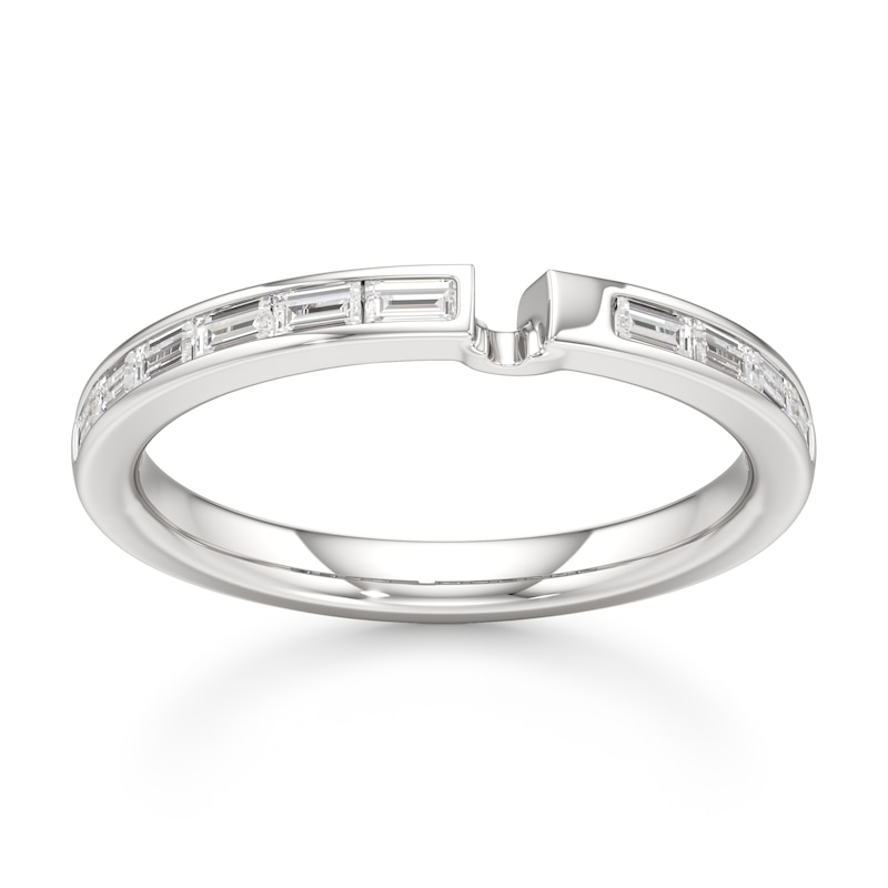 Main Image 1 of J'Lure Baguette-Cut Lab-Created Diamond Contour Wedding Band 3/8 ct tw 18K White Gold