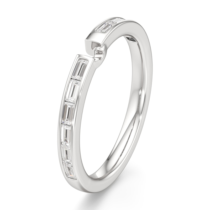 Main Image 4 of J'Lure Baguette-Cut Lab-Created Diamond Contour Wedding Band 3/8 ct tw 18K White Gold